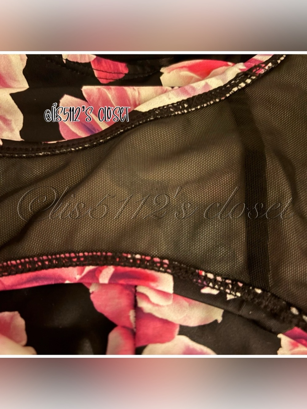 Torrid Pink & Purple Roses Black Tankini & Ruched Bottoms 2pc Swimsuit SET 1X - Picture 8 of 12
